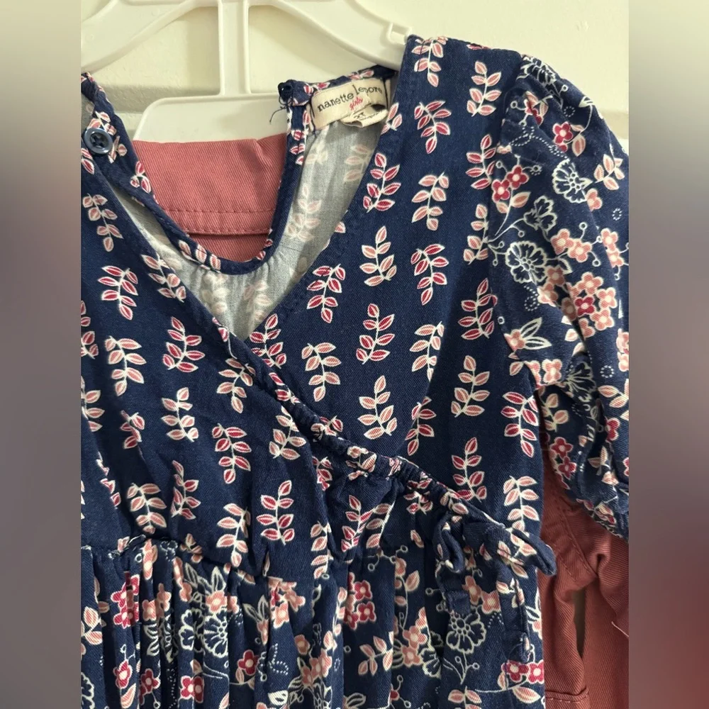 Nanette Lepore Girls 2 Piece Faux Wrap Dress and Pink Jean Jacket - Picture 4 of 5